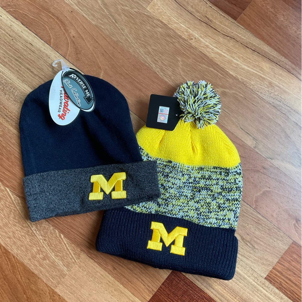 2 University of Michigan winter hats